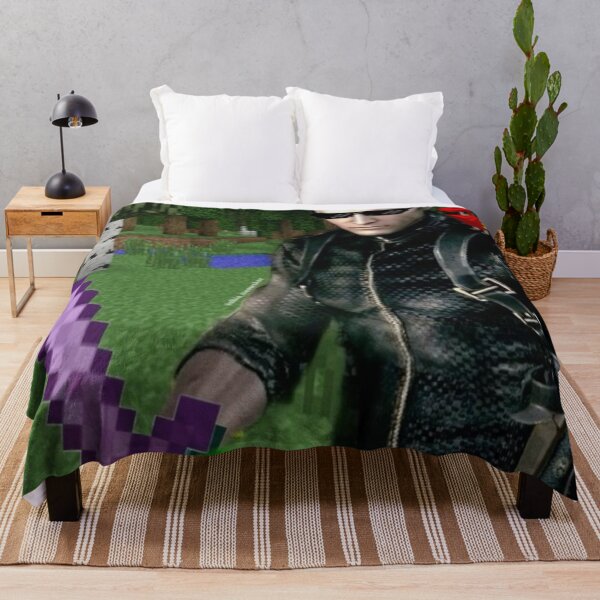 Albert Wesker From Resident Evil 5 But in Minecraft Throw Blanket