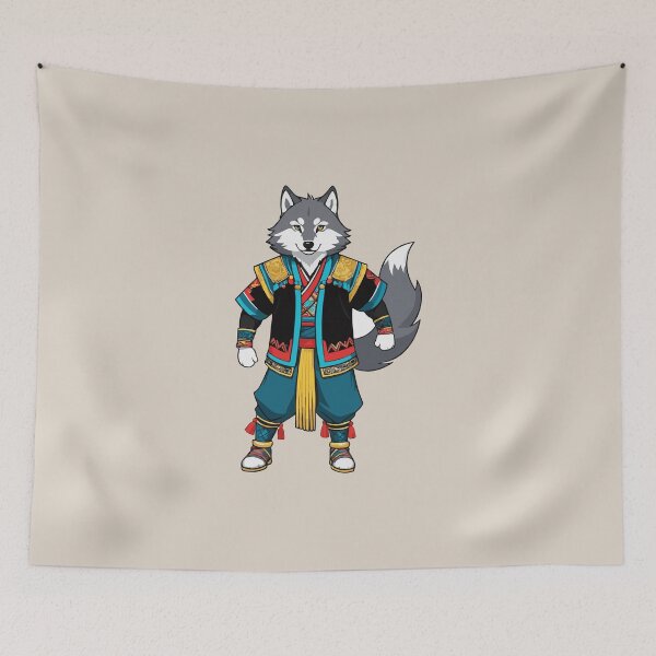 Item preview, traditional asain Gray wolf designed and sold by Atlantico54.