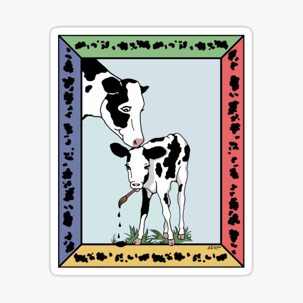 Cow Artist, Cow Art Sticker