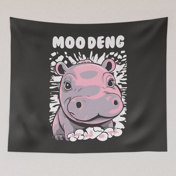 Item preview, Hippie Moo Deng Pygmy Baby Hippo Hippopotamus Zoo Keeper Zoological Meme designed and sold by wigobun.