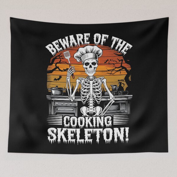 Item preview, Beware of the Cooking Skeleton Funny Halloween Chef designed and sold by Quirky Shirts.