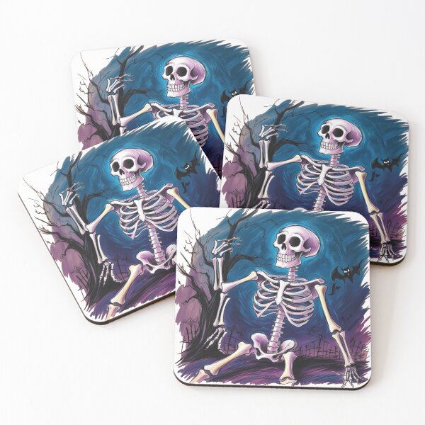 Item preview, A skeleton is sitting on the ground with a bat and a spider designed and sold by PWDigitalArt.