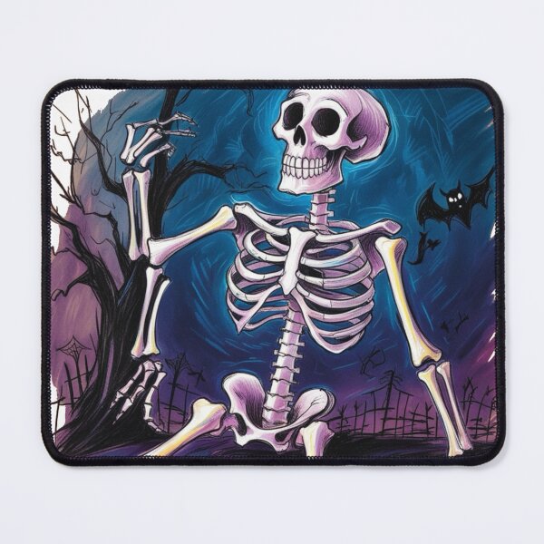 Item preview, A skeleton is sitting on the ground with a bat and a spider designed and sold by PWDigitalArt.