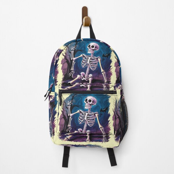 Item preview, A skeleton is sitting on the ground with a bat and a spider designed and sold by PWDigitalArt.