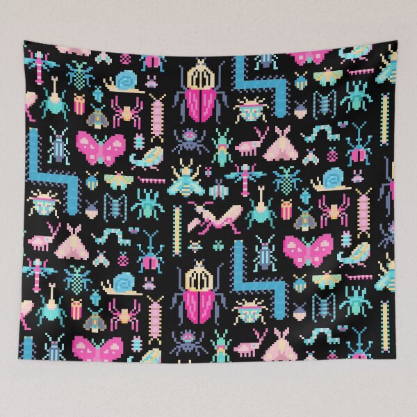 Item preview, Pretty Pixel Art of Insects Pattern designed and sold by narwhalwall.