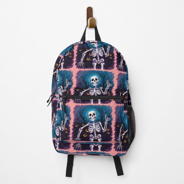 Item preview, A skeleton is sitting in a field of pumpkins and bats designed and sold by PWDigitalArt.