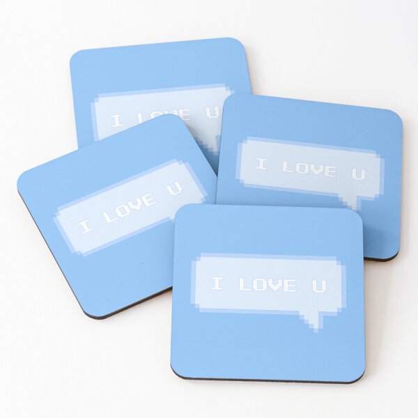Item preview, I Love U Pixelated Speech Bubble Blue designed and sold by everything4eva.
