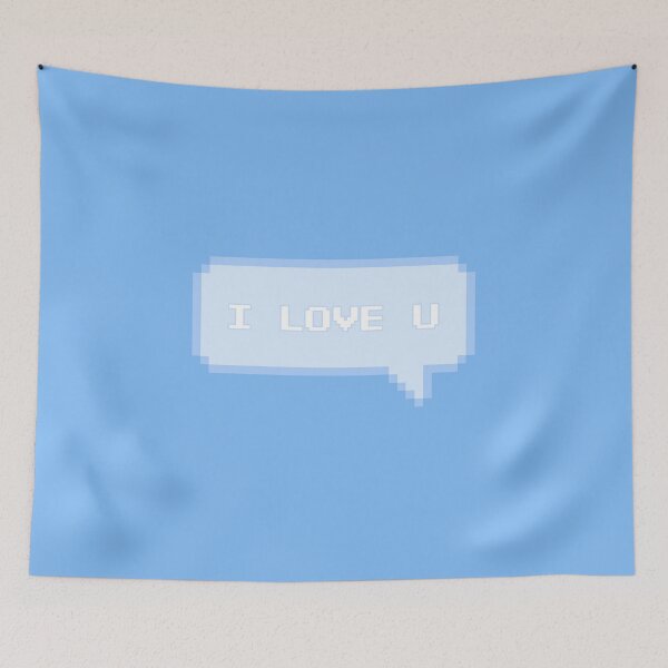 Item preview, I Love U Pixelated Speech Bubble Blue designed and sold by everything4eva.