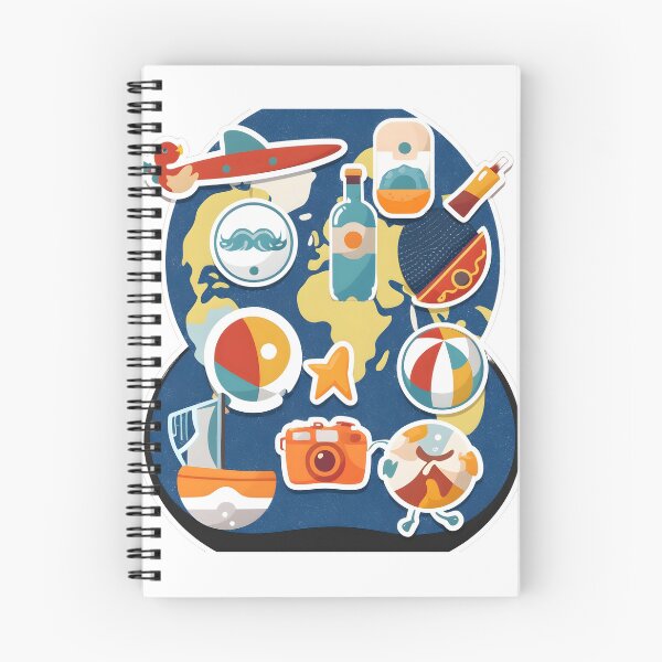 Item preview, Mapa del mundo con iconos extravagantes: pegatinas de viaje minimalistas designed and sold by ARTLinger.