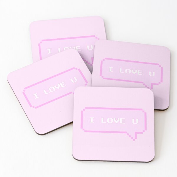Item preview, I Love U Pixelated Speech Bubble Pink designed and sold by everything4eva.