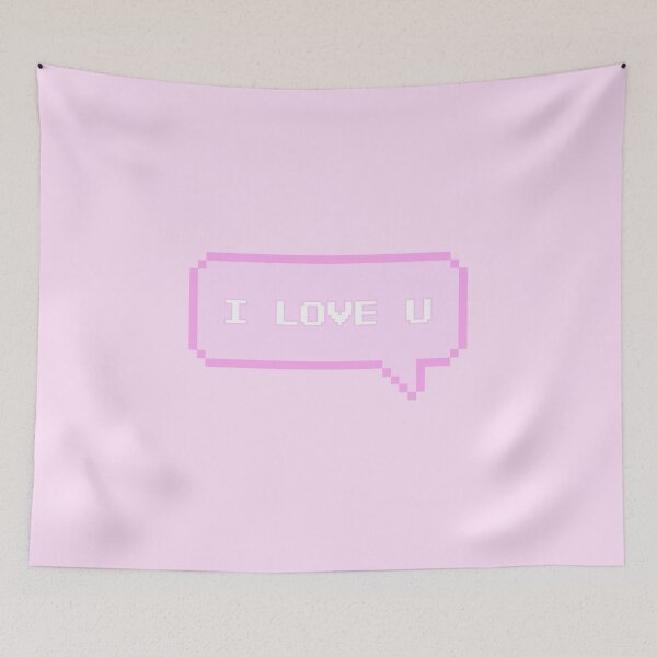 Item preview, I Love U Pixelated Speech Bubble Pink designed and sold by everything4eva.