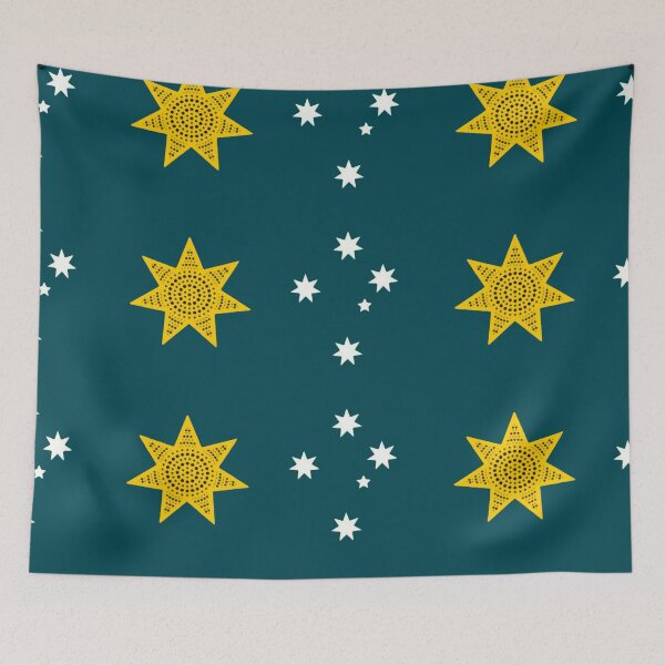 Item preview, Australia Golden Federation Sun flag. teal edition with Southern Cross  designed and sold by Kangaroo Sun.