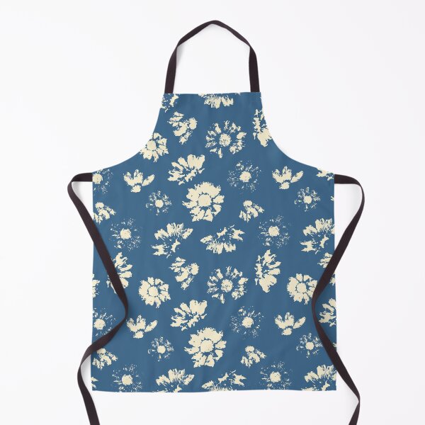 Item preview, Ink impressions of camelia flowers in off white with cornflower blue background designed and sold by SCdesignqld.