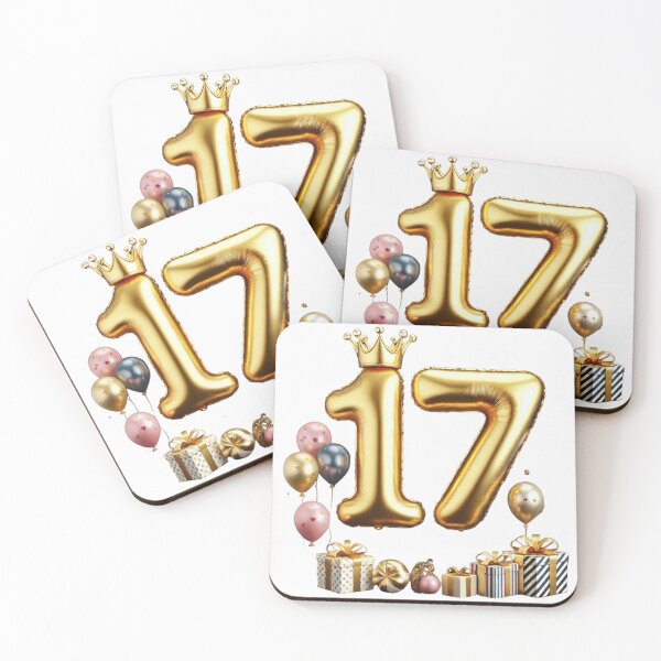 Item preview, olden Balloon Number 17 with Crown and Birthday Party Decorations designed and sold by momo9981.