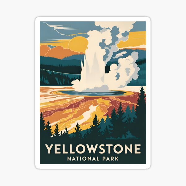 Item preview, Vintage Travel Yellowstone National Park Scenic Landscape designed and sold by Blazing-Arts.