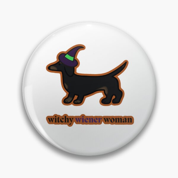 Artikelvorschau, Witchy Wiener Woman - Schwarzer Dackel Lila/Grün entworfen und verkauft von NDeYoungLLC.