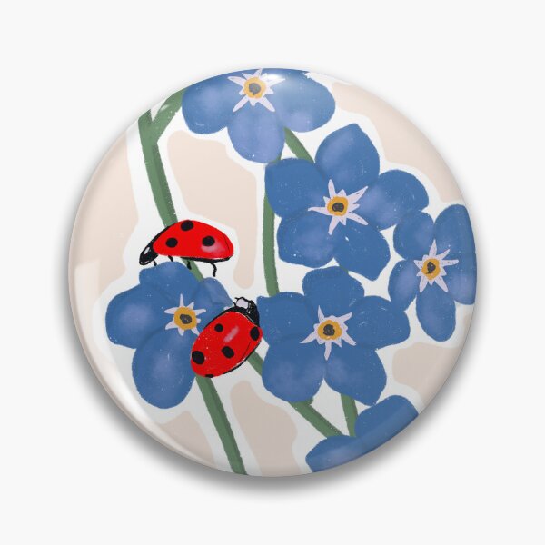 Item preview, Forget me not with two lady bugs beige/sand background  designed and sold by HawaiiSofia.