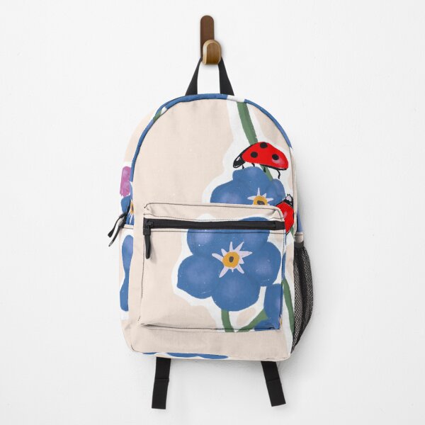 Item preview, Forget me not with two lady bugs beige/sand background  designed and sold by HawaiiSofia.