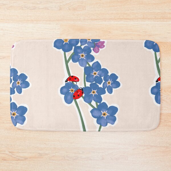 Item preview, Forget me not with two lady bugs beige/sand background  designed and sold by HawaiiSofia.