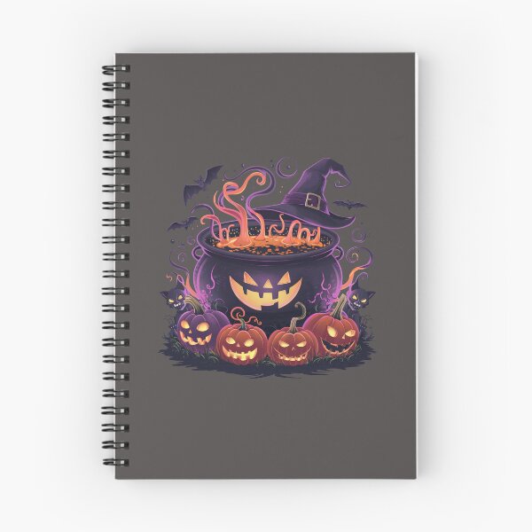 Item preview, Halloween cauldron with pumpkins and bats designed and sold by 2Blue-Dots.