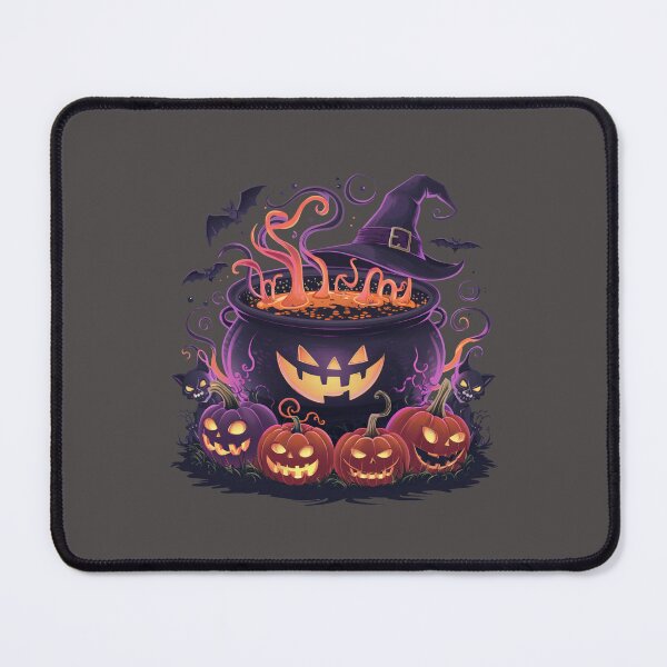 Item preview, Halloween cauldron with pumpkins and bats designed and sold by 2Blue-Dots.