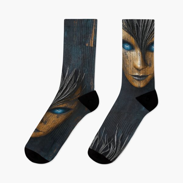 Item preview, Golden Mask with Blue Eyes - Dark Fantasy Digital Art designed and sold by Soul-Sparks.