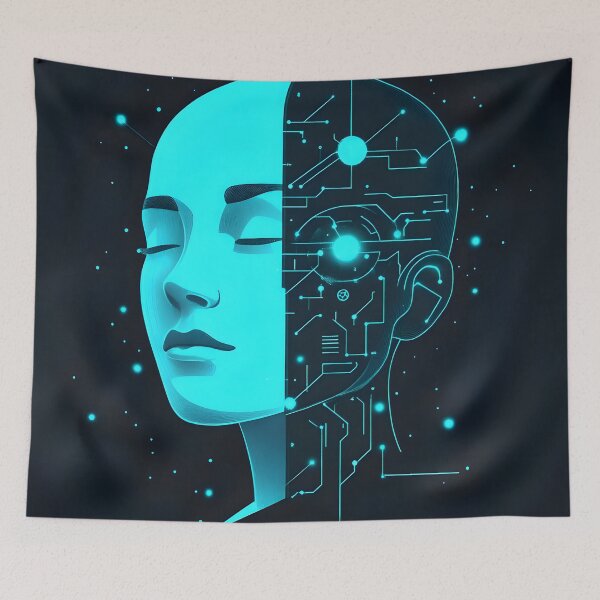 Item preview, Cyber Mind: Harmony of Human and Machine designed and sold by AI-Only Creations.