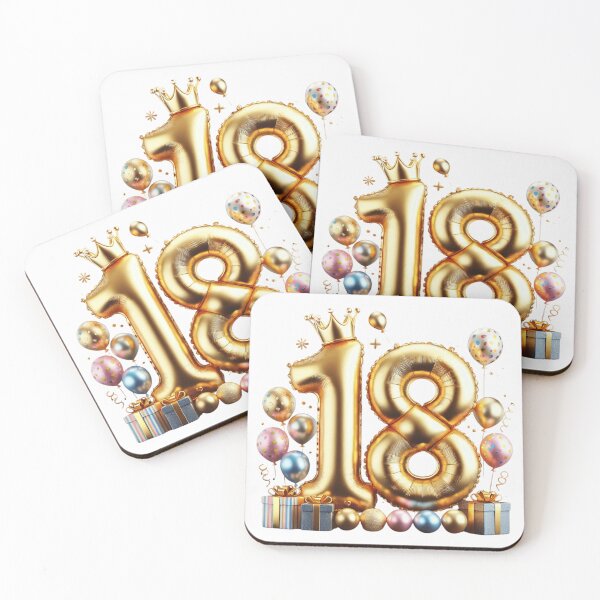 Item preview, Golden Balloon Number 18 with Crown and Birthday Party Decorations designed and sold by momo9981.