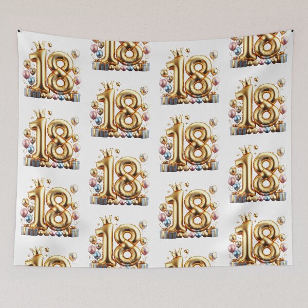 Item preview, Golden Balloon Number 18 with Crown and Birthday Party Decorations designed and sold by momo9981.