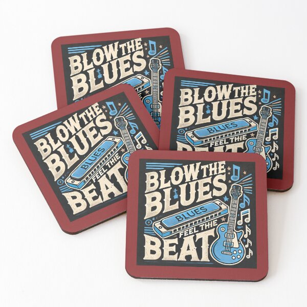 Item preview, Blow the Blues, Feel the Beat - Vintage Blues Harmonica Design designed and sold by UrbanPopDesigns.