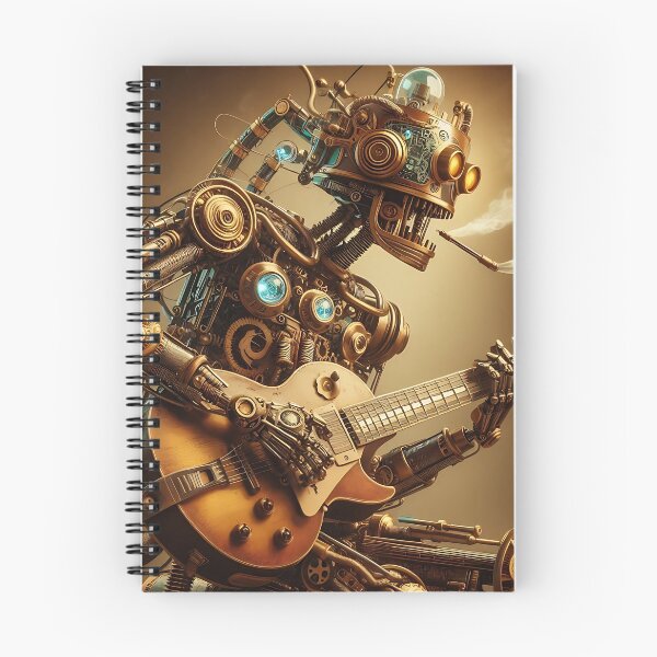 Item preview, A steampunk robot with intricate brass gears playing guitar designed and sold by Michaelragheb.