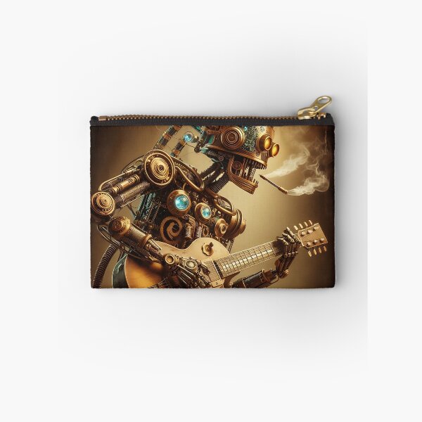 Item preview, A steampunk robot with intricate brass gears playing guitar designed and sold by Michaelragheb.