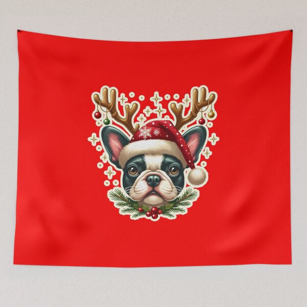 Item preview, French bulldog, frenchie Christmas reindeer, gift designed and sold by ThisDress.