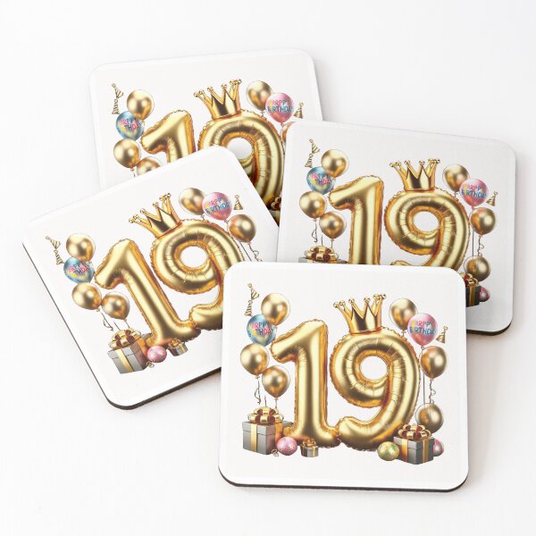 Item preview, Golden Balloon Number 19 with Crown and Birthday Party Decorations designed and sold by momo9981.
