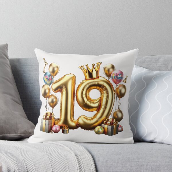 Item preview, Golden Balloon Number 19 with Crown and Birthday Party Decorations designed and sold by momo9981.