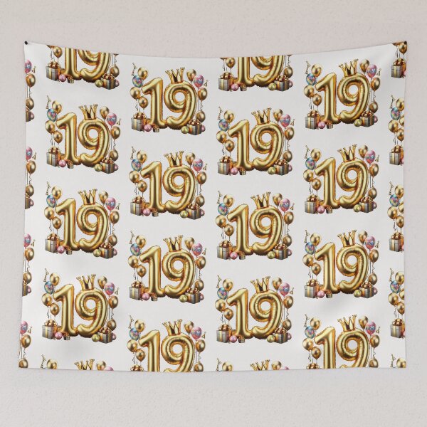 Item preview, Golden Balloon Number 19 with Crown and Birthday Party Decorations designed and sold by momo9981.