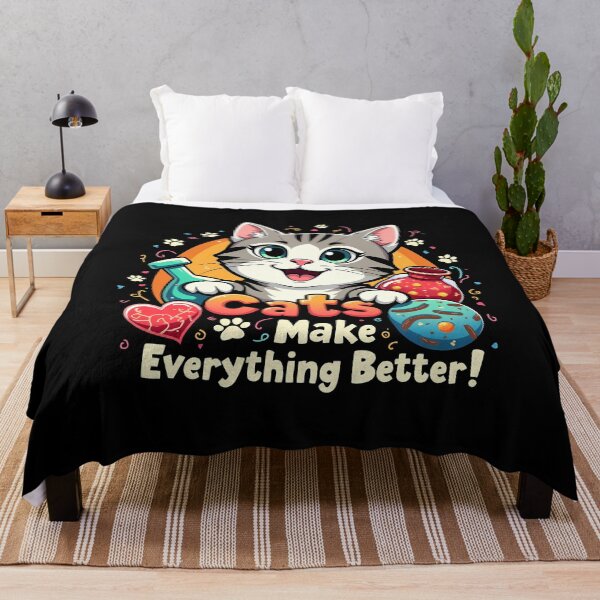 Item preview, "Cats Make Everything Better!" National Cat Lovers T-shirt – The Purr-fect Statement for Cat Enthusiasts designed and sold by AI-volution.