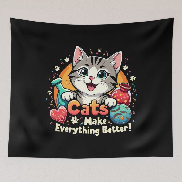 Item preview, "Cats Make Everything Better!" National Cat Lovers T-shirt – The Purr-fect Statement for Cat Enthusiasts designed and sold by AI-volution.