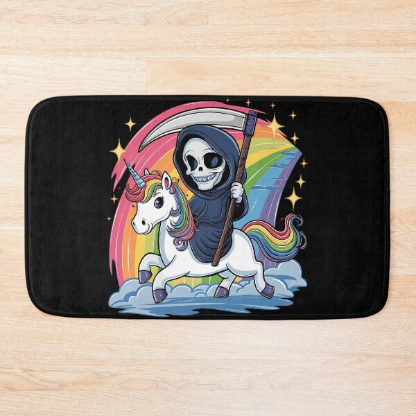 Item preview, Grim Reaper Riding Unicorn with Rainbow Halloween lgbt designed and sold by Quirky Shirts.