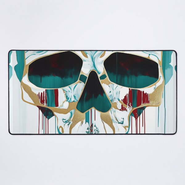Item preview, White Skull with Gold and Teal Accents Art designed and sold by GoldenTealArts.
