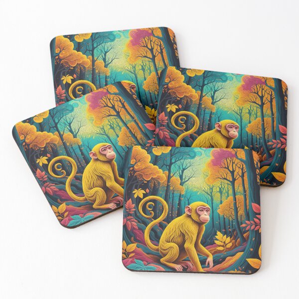 Item preview, Yellow Monkey Wild Life Abstract Vintage Zentangle Art designed and sold by Witty Shirts.