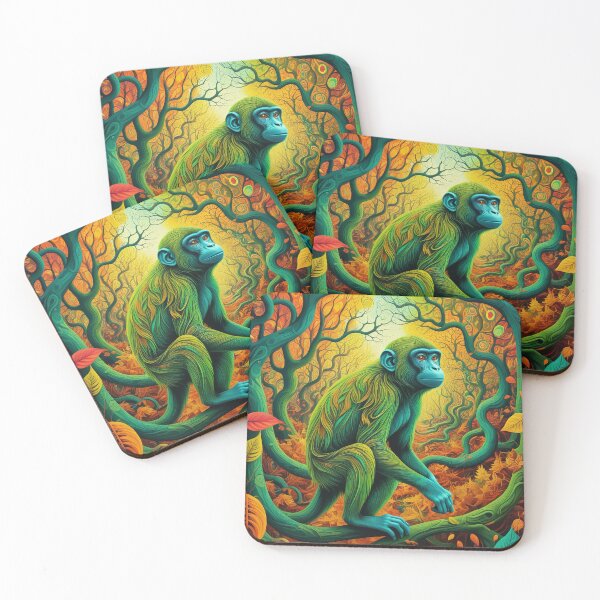 Item preview, Green Monkey Wild Life Abstract Vintage Zentangle Art designed and sold by Witty Shirts.