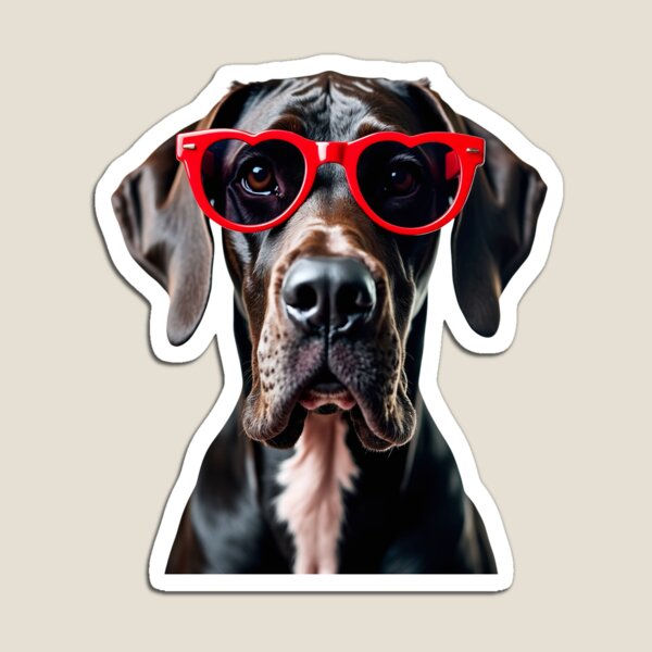 Item preview, Funny cool Great Dane dog wearing a heart shape sunglasses designed and sold by LazyOwlStore.