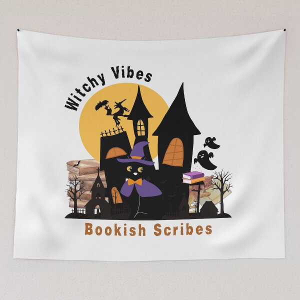 Item preview, Cute Halloween Magical Cat With Books - Witchy Vibes Bookish Scribes designed and sold by Cat Stories.