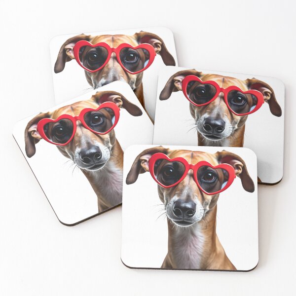 Item preview, Funny cool Greyhound dog wearing a heart shape sunglasses designed and sold by LazyOwlStore.