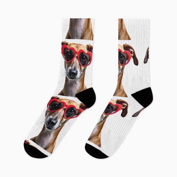 Item preview, Funny cool Greyhound dog wearing a heart shape sunglasses designed and sold by LazyOwlStore.