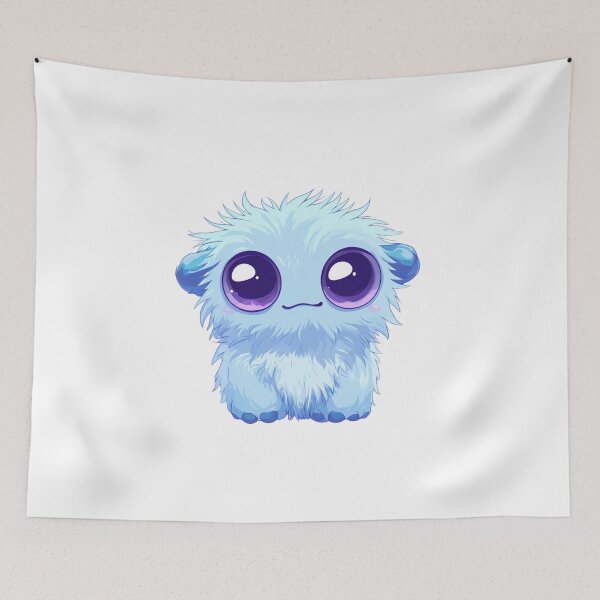 Item preview, Cute Blue Monster with Big Eyes designed and sold by NicolasGlowArt.