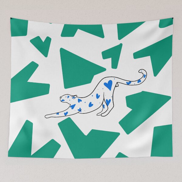 Item preview, Leopard in a blue heart.Leopard sipping. A leopard doing yoga in a blue heart  designed and sold by Valeripva.