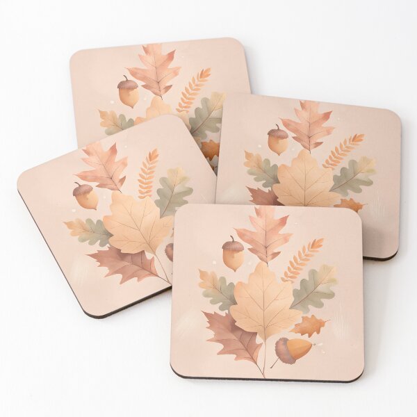 Item preview,  Autumn print with leaves, on an orange background, sticker, background, collage designed and sold by Yunasak.