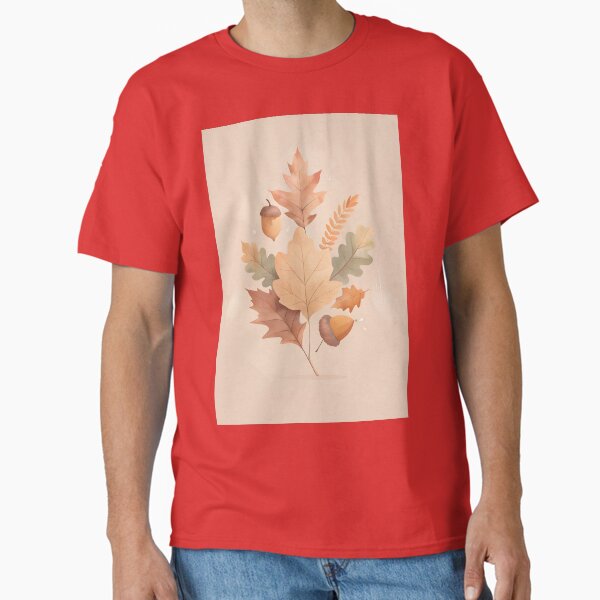 Item preview,  Autumn print with leaves, on an orange background, sticker, background, collage designed and sold by Yunasak.